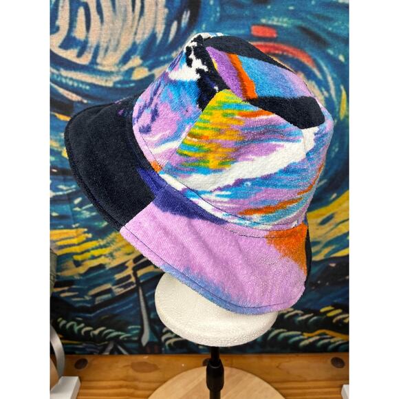 Van Gogh Inspired Terry Cloth Bucket Hat | Handmade Cotton-Lined Small 21.5\